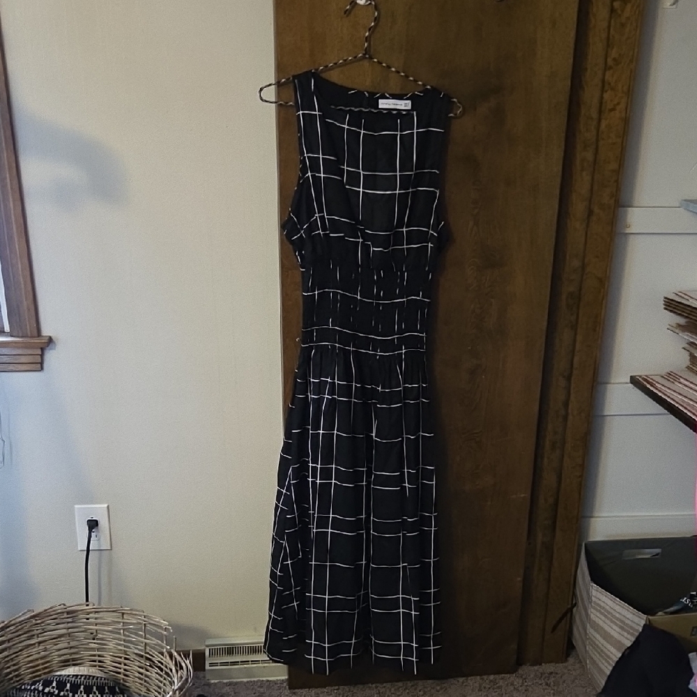 Faithfull the Brand Black and White Grid Midi Dress